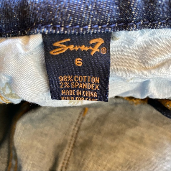 Seven 7 Womens Bootcut Jeans Sz 6 Distressed Stretch Mid Rise Denim Embroidery - Picture 9 of 14